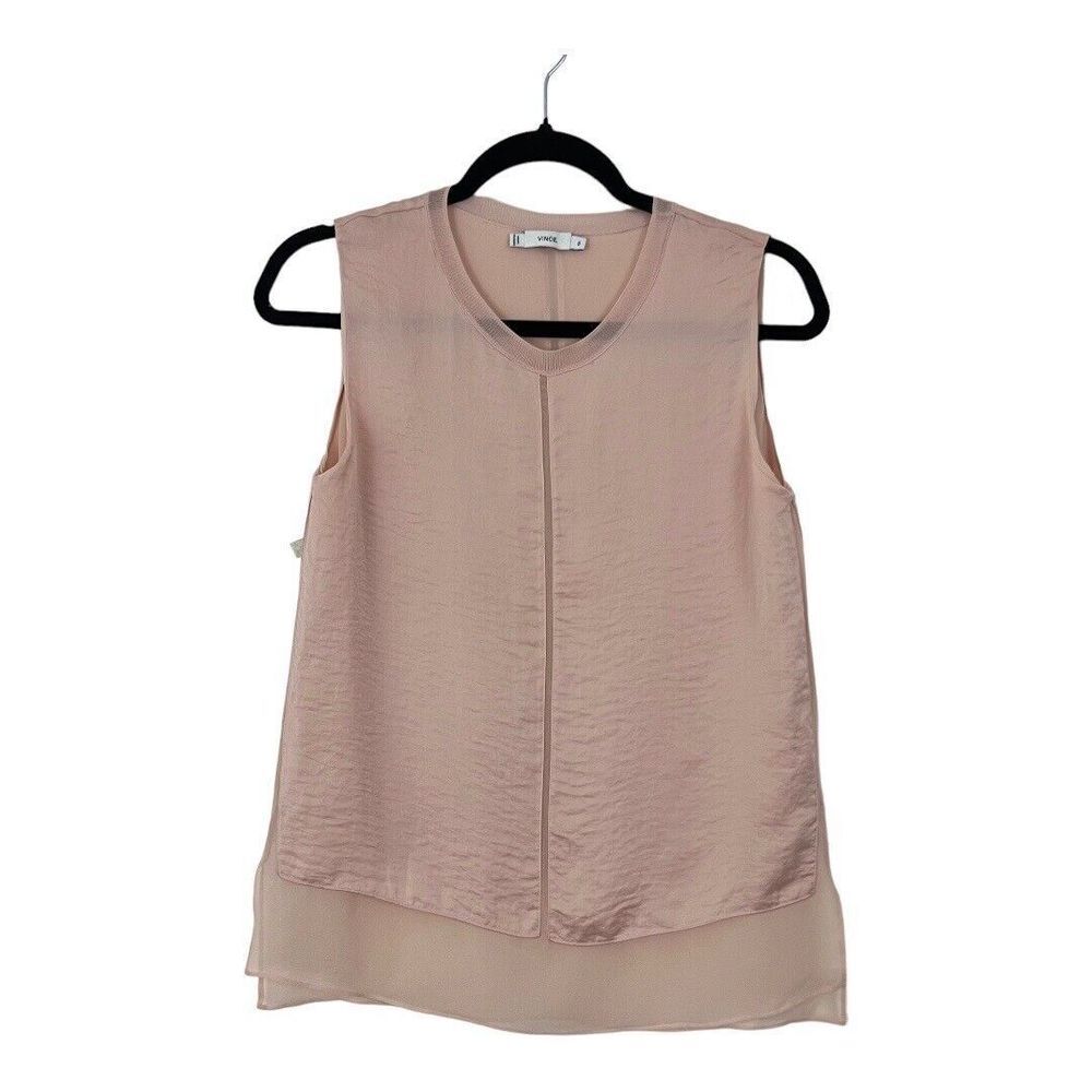 Vince Womens Size XS Pink Layered Sleeveless Silk Blouse